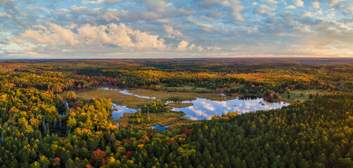 Reflection of Autumn Sunset over the Bond Falls Flowage Scenic Site - Michigan Upper Peninsula - - Ottawa National Forest