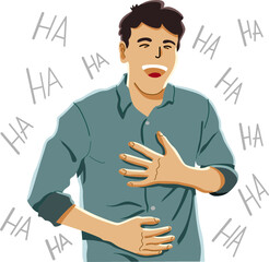 young man feeling happy and laughing 