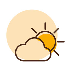 Sun and cloud vector icon. Weather sign