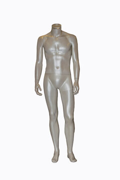 headless man mannequin isolated on white background