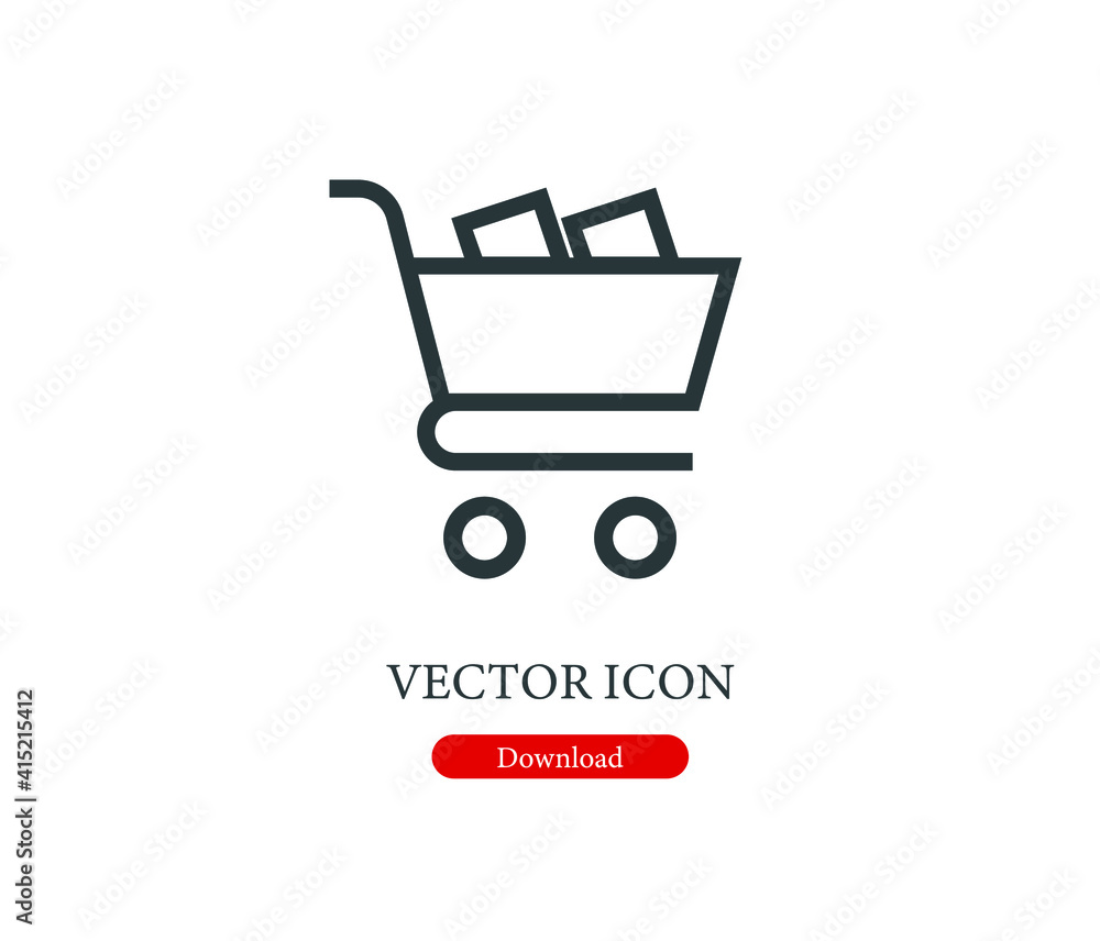 Poster shopping cart vector icon. editable stroke. symbol in line art style for design, presentation, websi