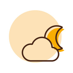 Moon and clouds vector icon. Weather sign