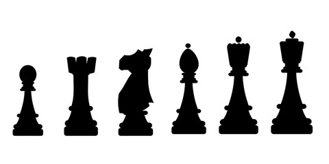 Chess simple icons collection on white background Vector illustration