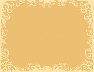 patterned background beige frame with curls and waves
