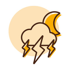 Moon storm cloud vector icon. Rainstorm symbol