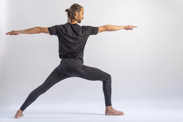 (16-104) Warrior Pose B (Virabhadrasana B) Yoga Posture (Asana) - Powered by Adobe