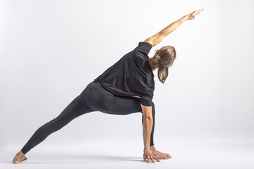 (17-104) Extended Side Angle Pose (Parsvakonasana) Yoga Posture (Asana)