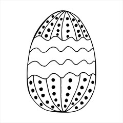 Hand drawn easter eggs with decoration. Doodle vector illustration in cute zenart style. Element for greeting cards, posters, stickers and seasonal design. Isolated on white and black background.
