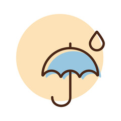Umbrella and rain drops vector icon. Weather sign