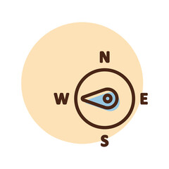 Compass wind rose vector icon. Direction west