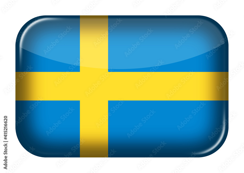 Poster sweden web icon rectangle button with clipping path 3d illustration