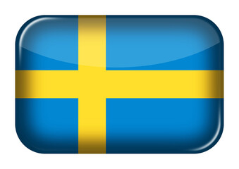 Sweden web icon rectangle button with clipping path 3d illustration