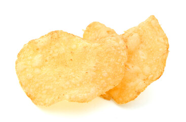 The image of the potato chips isolated on white