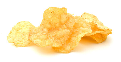 The image of the potato chips isolated on white