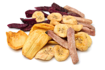Dried fruit on white background