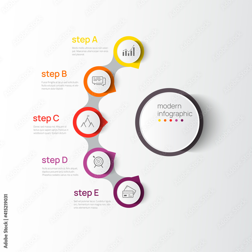 Poster vector modern infographic data design template. vector illustration with 5 steps and icons. can be u