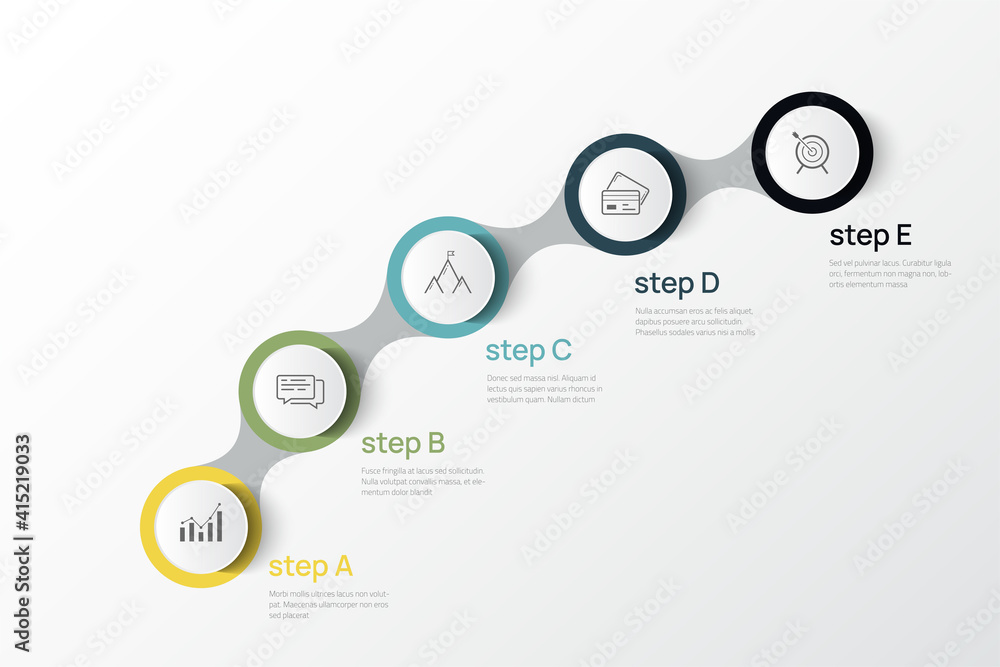 Poster vector modern infographic data design template. vector illustration with 5 steps and icons. can be u