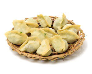Chinese dumplings on white background 
