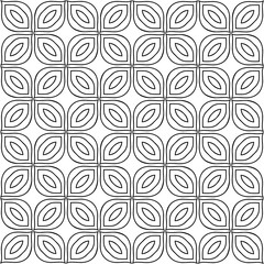 A Vector seamless pattern of black hand-drawn abstract shapes isolated on a white background