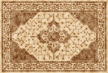 Carpet Vintage Style Tribal pattern with distressed texture and effect
