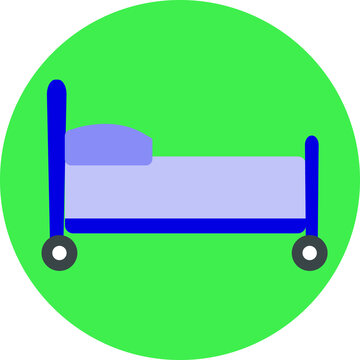Hospital bed icon on green background. Royalty free and fully editable. 