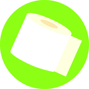 Toilet paper roll icon on green background. Royalty free and fully editable. 