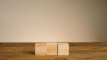 3 in line wooden blocks