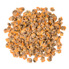Dried clam meat on white background