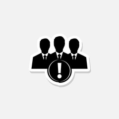 Management sticker icon with exclamation mark