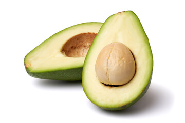 Halved avocado with seed isolated on a white background with clipping path