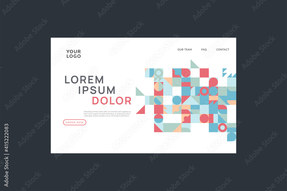 Fototapete Langing page concept. Website or mobile app design template. Colorful geometric vector illustration with squares and triangles.