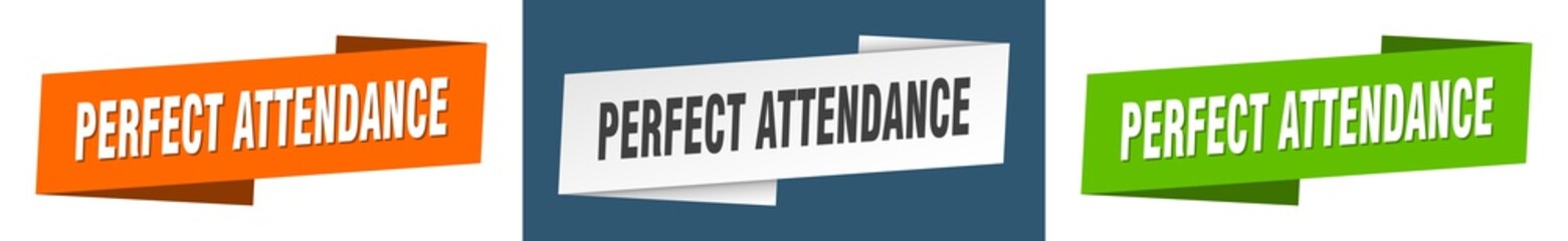 perfect attendance banner. perfect attendance ribbon label sign set