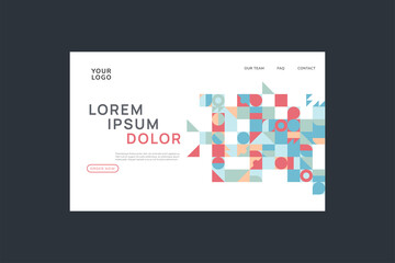 Langing page concept. Website or mobile app design template. Colorful geometric vector illustration with squares and triangles.