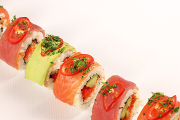 Japanese food sushi and rolls, healthy lifestyle concept