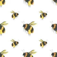Foto op Plexiglas seamless pattern with bumblebees on a white background © Inzigen Art