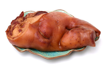 cooked the face of the pig on white background