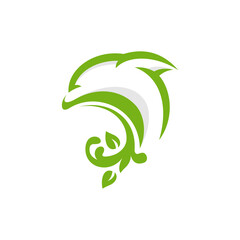 Nature Dolphin Leaf Logo Design