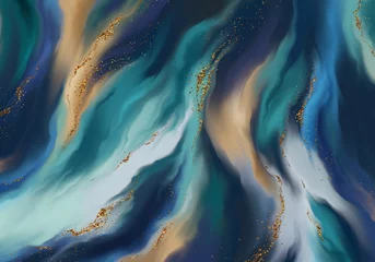 Einzigartiges luxuriöses Bild für kreatives Design von Postern, Karten, Verpackungen, Bannern, Websites, Tapeten, Einladungen, Zeitschriften, Branding. Eleganter glamouröser Stil. Blaue, grüne und orange Farben. © tofutyklein