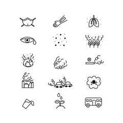 set of icons pm2.5