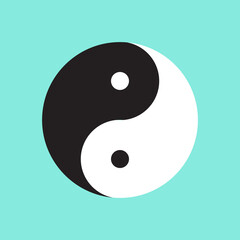 Yin yang symbol with blue background