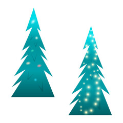 Beautiful shining Christmas tree set. vector illustration Christmas and New Year greeting cards, banners, wallpapers and leaflets