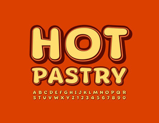 Vector marketing sign Hot Pastry. Creative retro Font. Trendy Alphabet letters and Numbers set