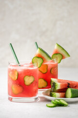 Watermelon cucumber sparkler. Space for text.