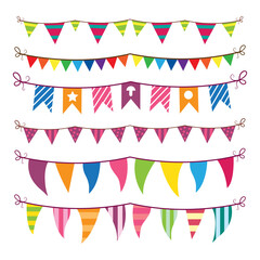 Obraz premium Colorful bunting and garland set isolated on white