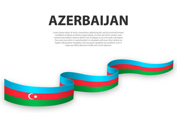 Waving ribbon or banner with flag of Azerbaijan.