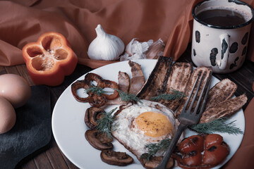 Dark photo style. Homemade food- still life
