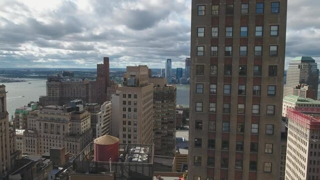 Aerial shot of Manhattan district in New York, USA