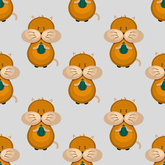 Pattern with cute hamster holding sunflower seed. vector illustration.