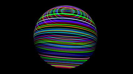 3D illustration of Colorful sphere black