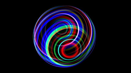 3D illustration of Colorful sphere black